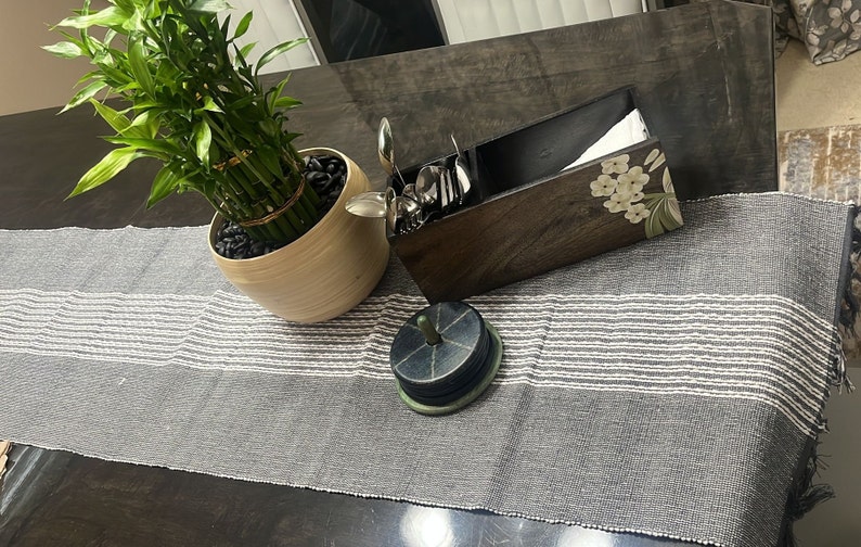 Table Runner Modern Table Runner Handcrafted Textured Cotton Table Runner Wedding Table Runner