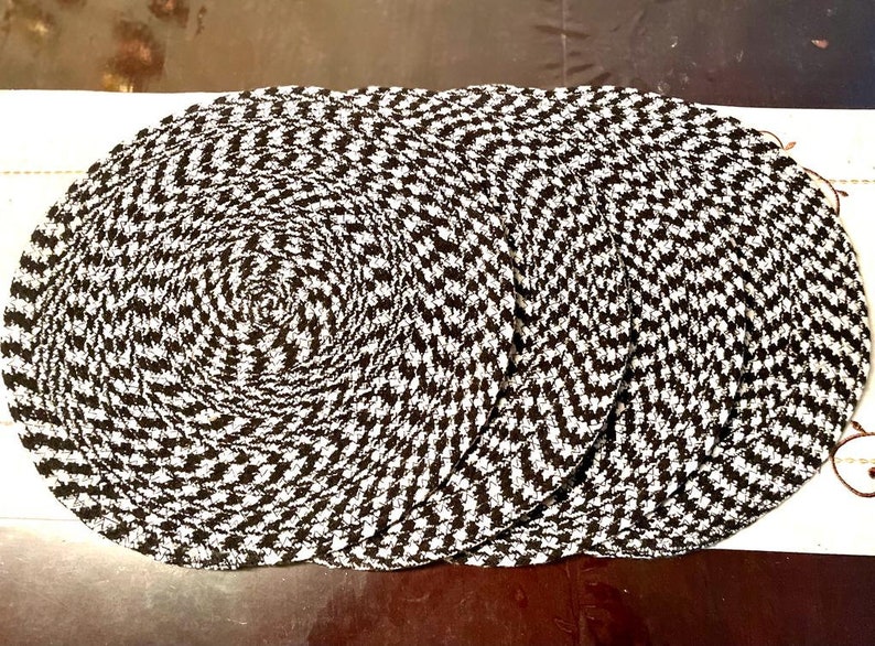 Black and White Placemats Set of 4 Cotton Can Be Used as Farmhouse