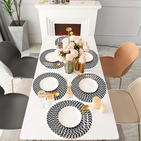 Black and White Round Placemats for Tables Etsy