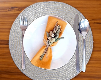 Placemats, Braided Organic Handmade 15-inch Round Table Mats, Thick Heat Resistant, Washable Placemat , Grey Color ,4 pieces in a set