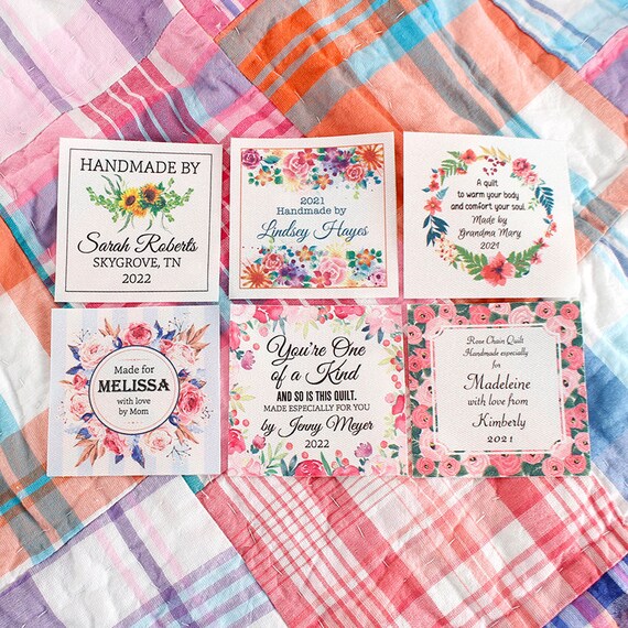 75x75mm Quilt Labels Set of 12 Custom Fabric Labels Etsy
