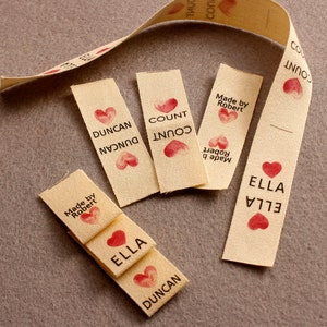 1x1 Labels for Handmade Items, Crochet Tags, Knitting Tags, Custom Tags,  Clothing Labels, Sew in Tags 