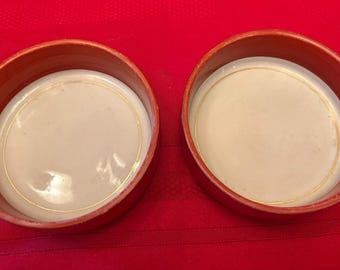 Vintage Japanese Iron Red Porcelain bowls. Set of two