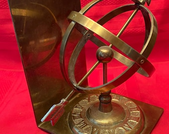 Vintage Brass Armillary Sphere Globe Bookend