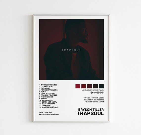 Bryson Tiller Posters / Trapsoul Poster Tracklist Album Cover Etsy