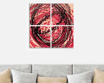Original Abstract painting / art / artwork - &quot;Deep Space Supernova&quot; - 24 X 24 X 1 - Red / Black