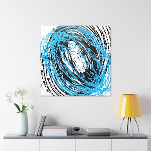 Pendulum Art! Abstract Painting Canvas Print - Wall Decor, Black, Blue, White, Modern Artwork, Oversize Canvas Art - IMG-2740