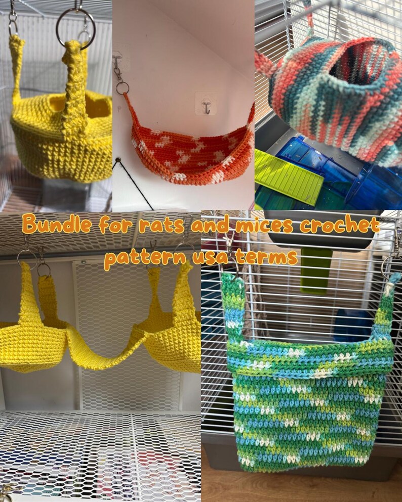 Crochet Hammock Pattern Rats Bundle/crochet Pattern for Rodent Cage Accessories (rats, Mice ...