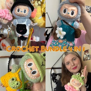 Labubu outfit bundle 3in 1, crochet pattern USA TERMS