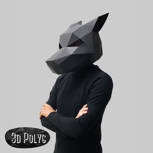 Wolf mask template - paper mask, papercraft mask, masks, 3d mask, low poly mask, 3d paper mask
