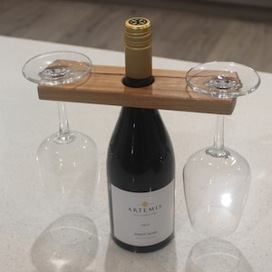 Quality wooden wine bottle & glass caddy made from Spotted Gum