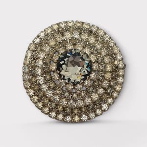Vintage Art Deco Brooch with Concentric Layered Crystals, Circa 1950,  Design Gifts for Women Sparkling Accessories. Vintage culture.