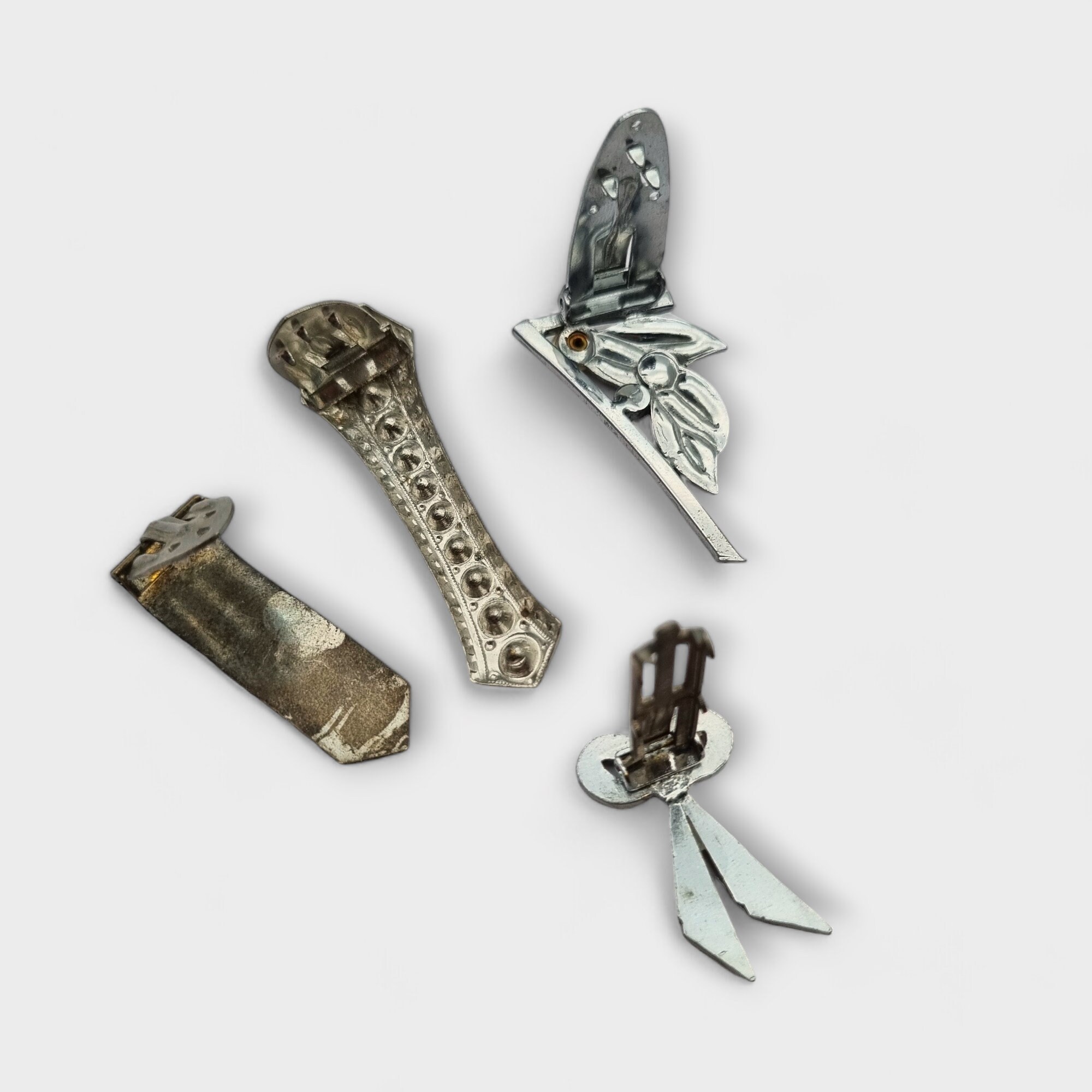 Lot De 4 Broches Vintage - Décor Strass - Occasion Bon état