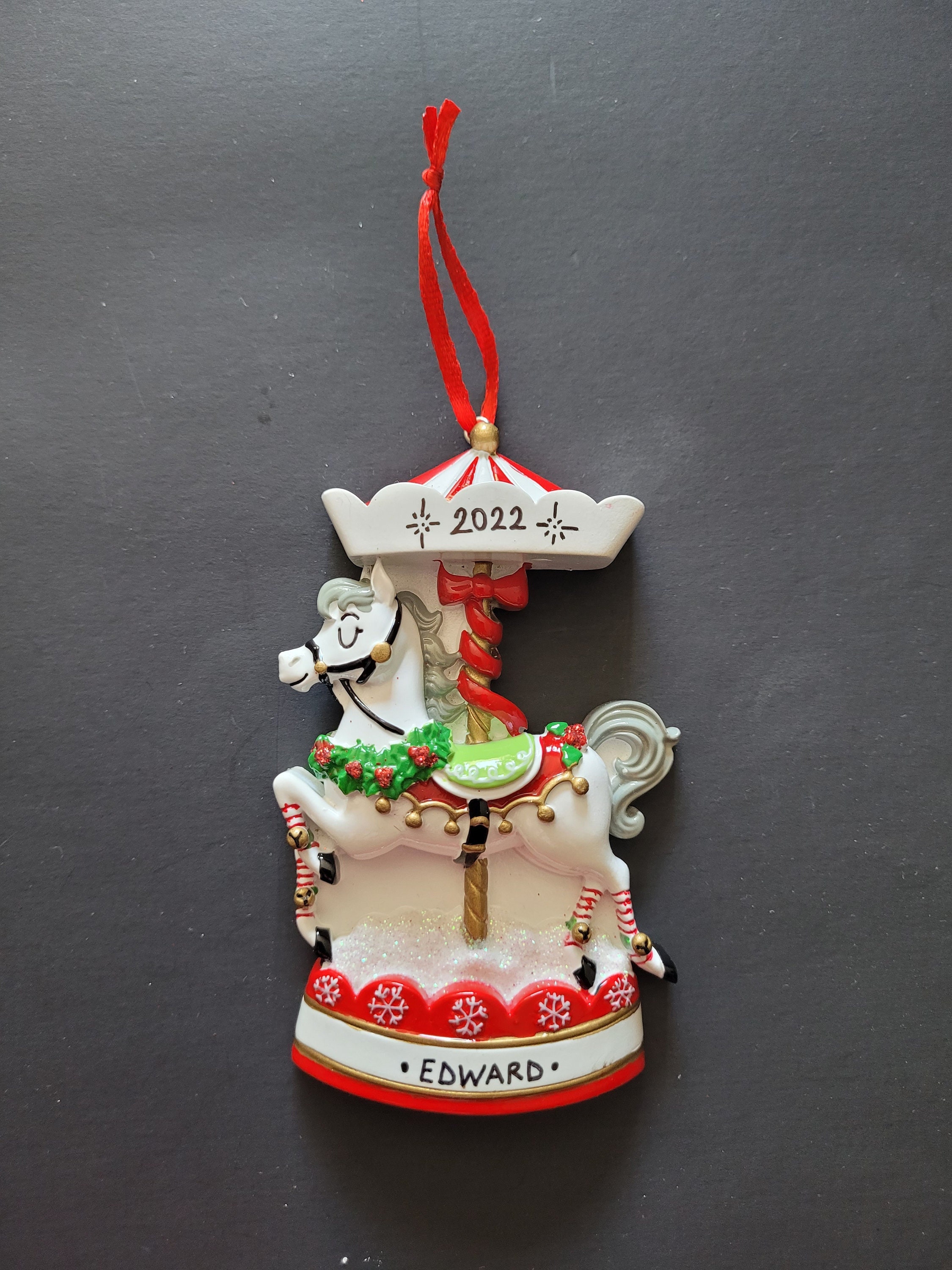 Personalized Carousel Christmas Ornament, Horse ornament, gift for child, Gift for friend, hand personalized, 2023