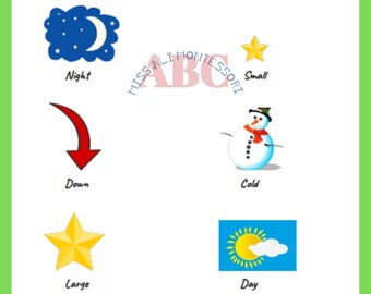 Opposites Matching Practice Homeschool Worksheet