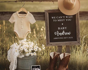 Western Pregnancy Announcement: Cowboy Boots, Farm Reveal (Digital)