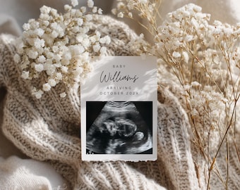 Minimalist Gender Neutral Announcement Template: Editable Modern Boho Digital Design for Social Media Post