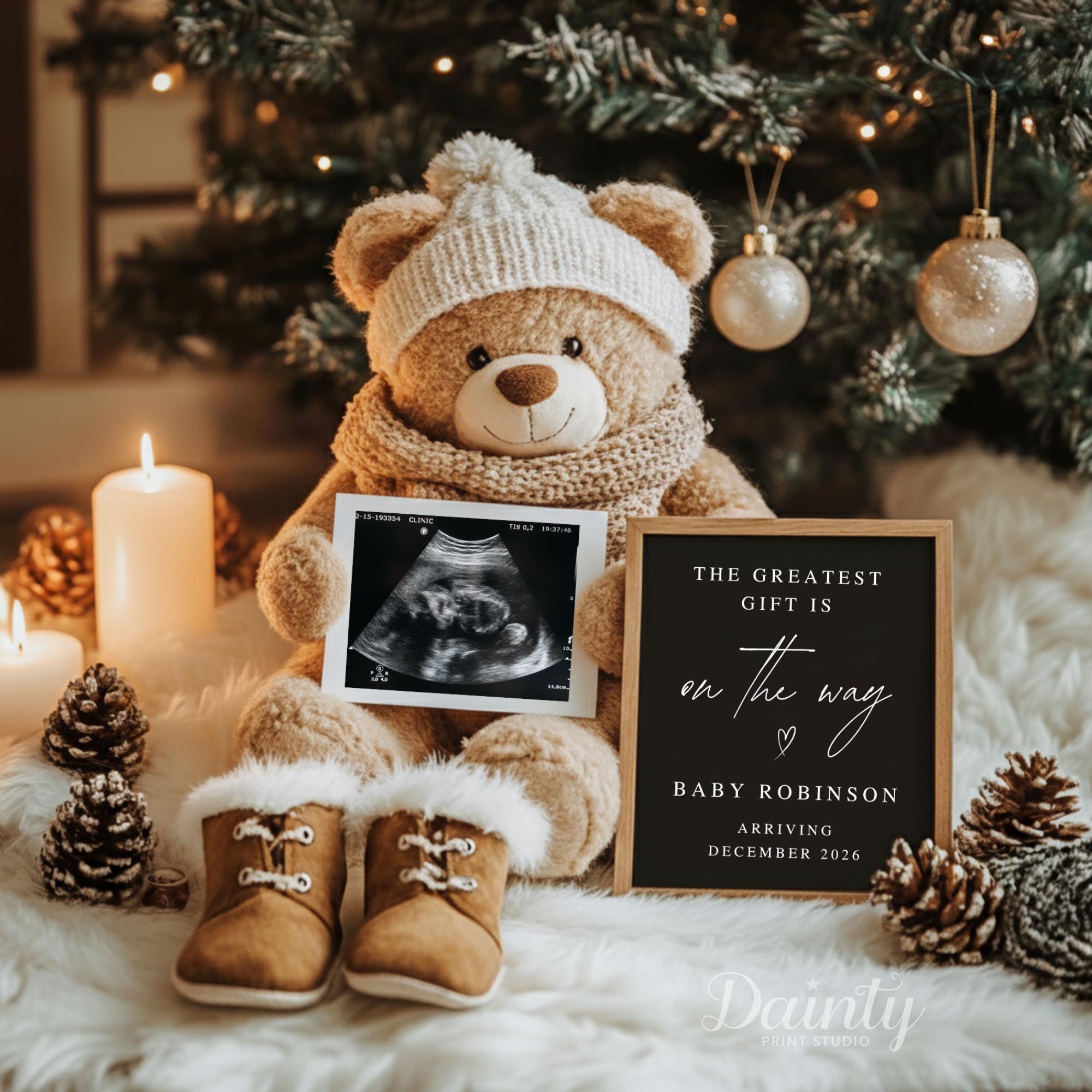 【ユウ】 Christmas Digital Pregnancy Announcement, Minimalist Neutral