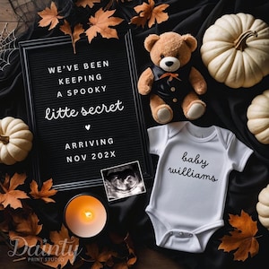 Halloween Pregnancy Announcement: Little Boo Spooky Baby Reveal (Digital Template)