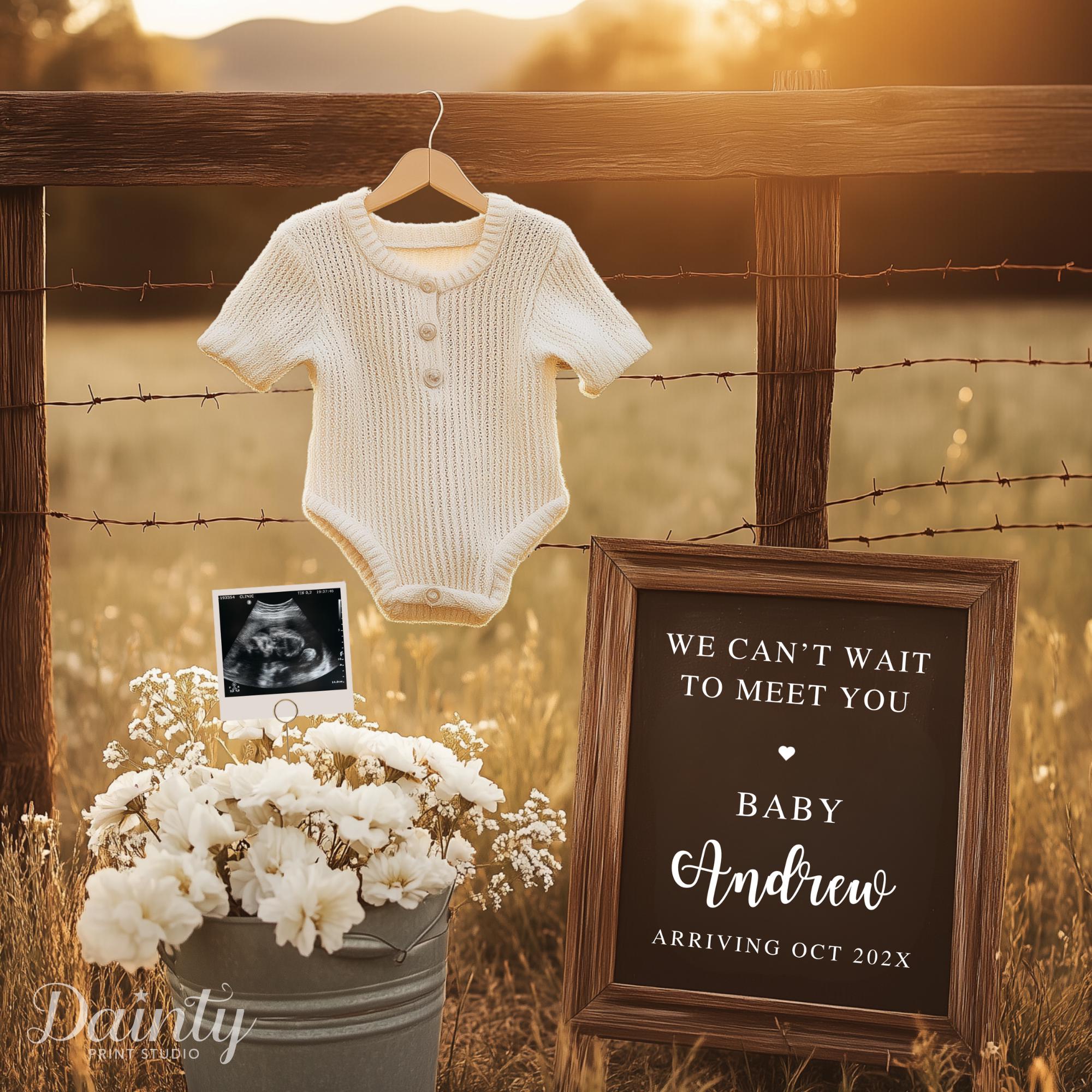 Rustic Western Pregnancy Announcement Template : Country Cowboy