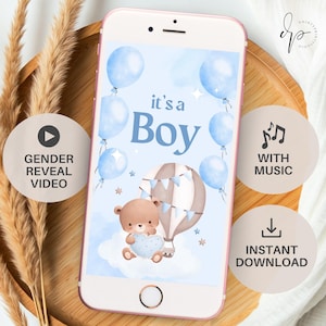 Vidéo numérique de révélation de sexe, c'est une vidéo de sexe de garçon, c'est un garçon, téléchargement immédiat, invitation à une fête de baby shower