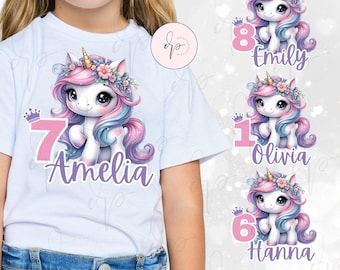 Birthday Unicorn PNG: Girl&#39;s 1st Birthday Shirt Design (Digital File)
