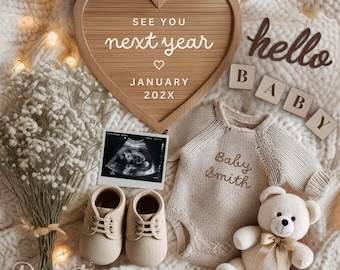 2026 New Year Baby Announcement Digital Pregnancy Reveal Template New Year New Baby Editable Social Media Baby Reveal Gender Neutral January