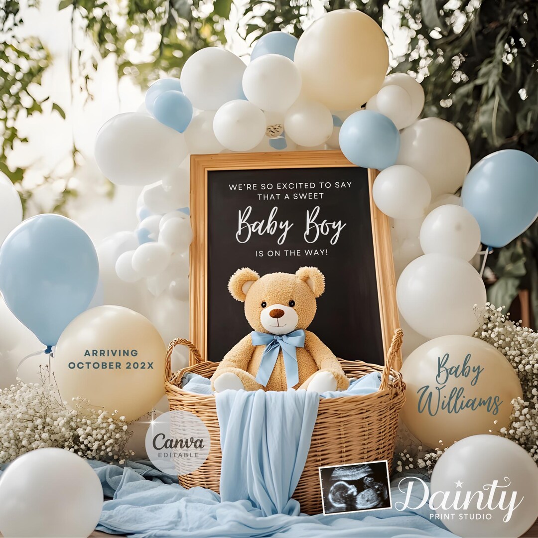 It's a Boy Baby Gender Reveal, Simple Outdoor Baby Announcement Digital ...