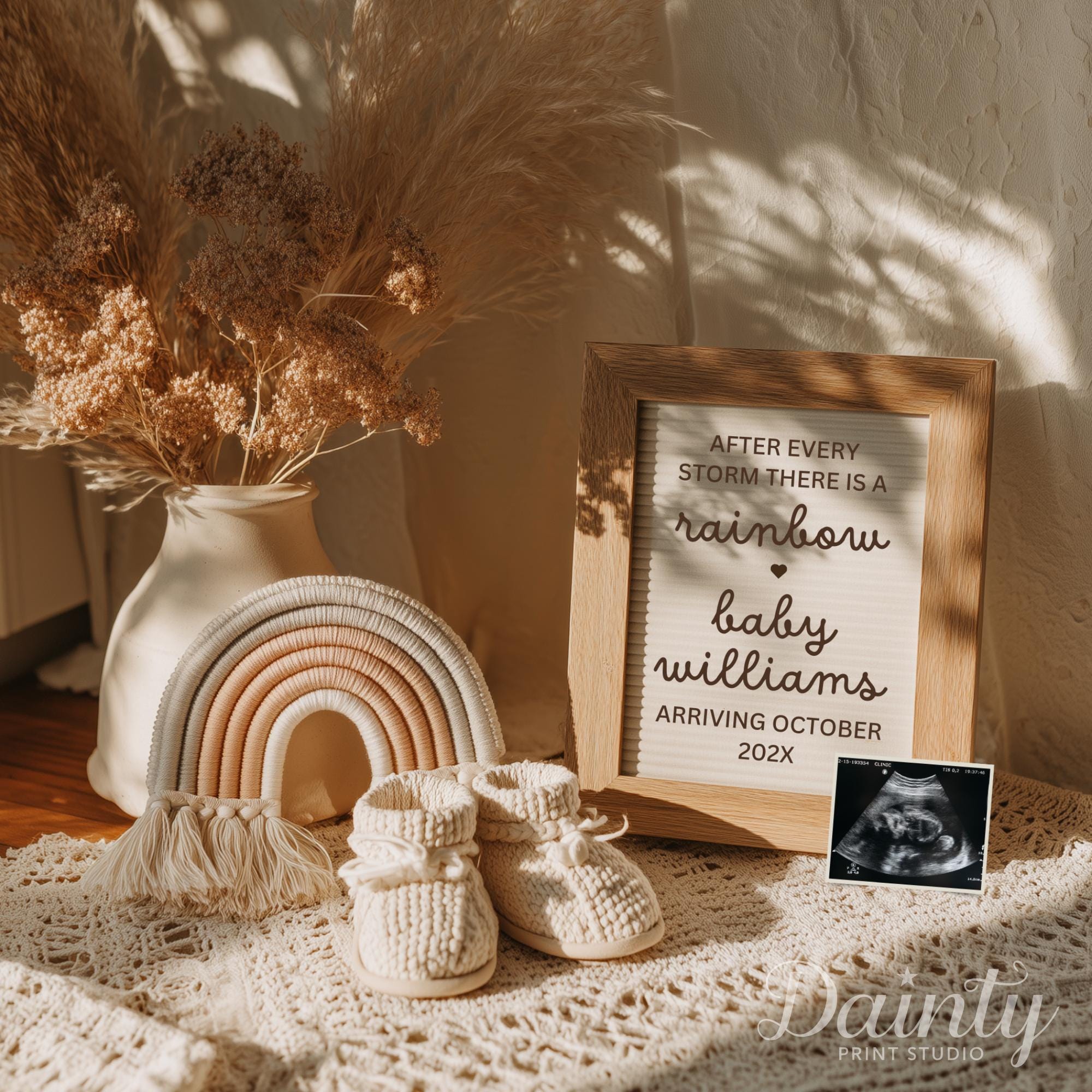 Boho Rainbow Baby Announcement: Gender Neutral Pregnancy Reveal