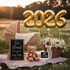 2026 New Year Baby Announcement Digital Pregnancy Reveal Template New Year New Baby Editable Social Media Magical Baby Reveal Gender Neutral