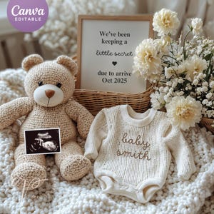 Neutrale Schwangerschaftsankündigung mit Blumen, Babymitteilungs-Digital-Frühlingsankündigung, Social Media-Schwangerschafts-Gender Reveal Floral