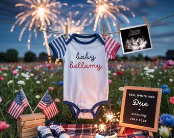July 4th Pregnancy Announcement: Red, White & Due - Social Media (Digital Download)