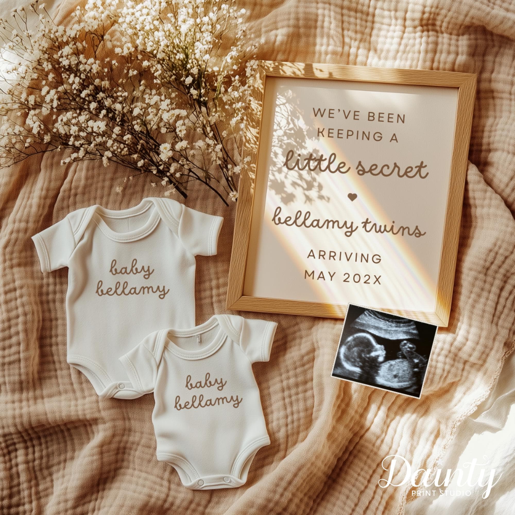 Twin Announcement Rainbow Baby