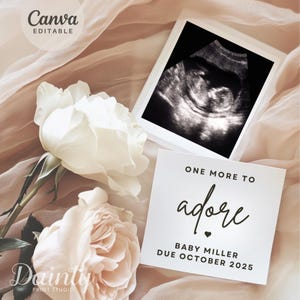 Digital Pregnancy Announcement Minimalist, Baby Announcement, Baby Reveal, Social Media Reveal, One more to adore, Neutral Pregnancy Roses