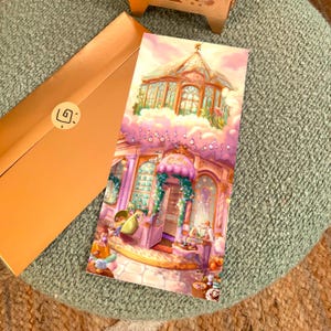 Carte Postale Salon de Thé Strathéus Nuages Alice wonderland magie fantasy illustration print art girl rose anniversaire patisserie boulange