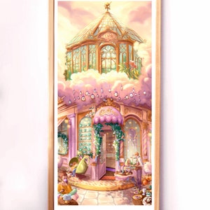 Salon de Thé Nuages imaginaire the paper mind illustration print mignon clouds tea coffee café boutique devanture boulangerie tasses art