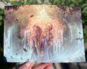 Card A5 Alchemy QUEENS magic Fantasy water Aztec Woman girl power badass queen romanticasy waterfall illustration romance adventure book lgbt