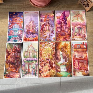 LOT 10 Cartes Postales Boutiques Imaginaires fleurs livres reves guinguette astro noel alice mignon art The Paper Mind Illustration art