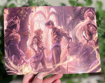 Carte A5 Alchimie COÉQUIPIERS DRAGON epic fantasy art illustration book lovers romantasy couple Warriors girl Sword love cute dessin man