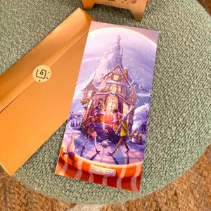 Carte Postale Glagla Vallée Noel Cadeau art anniversaire neige hiver magie fantasy enfant chien chat loups bonhomme de neige illustration