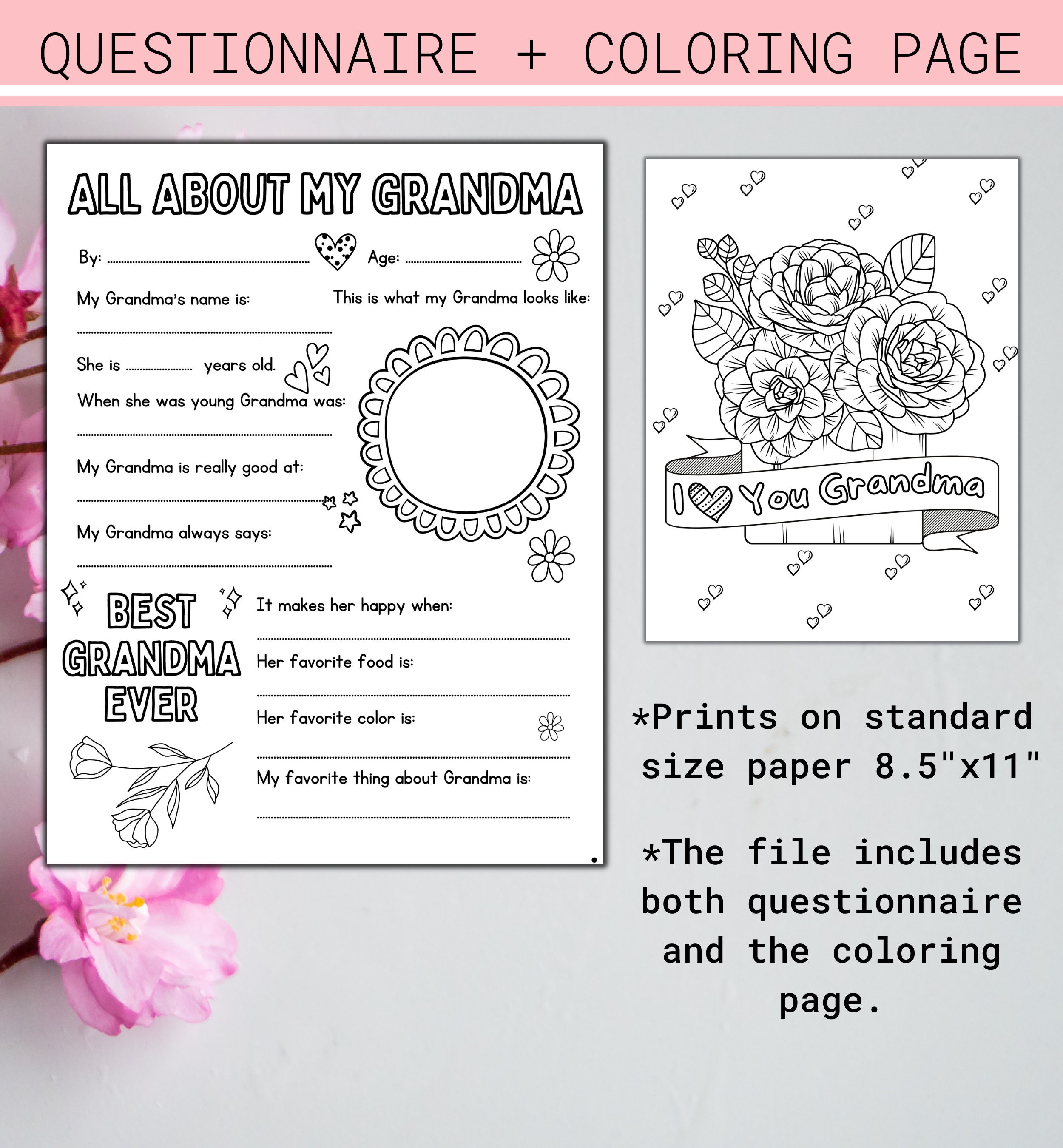 All About My Grandma Printable Mother's Day Gift Idea for Etsy