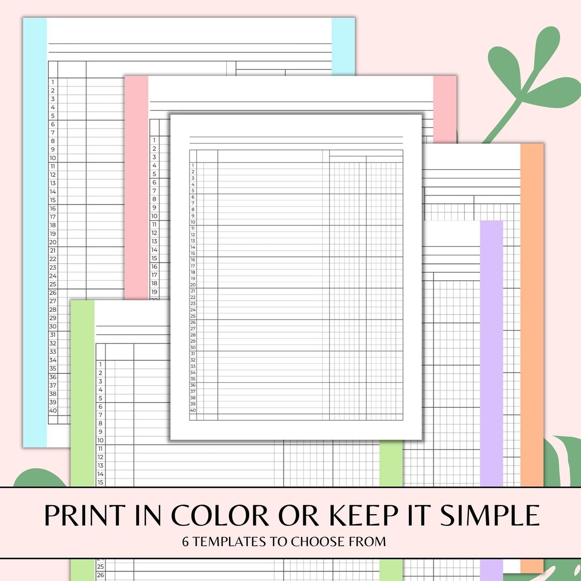 Printable 2 Column Ledger Account for Small Business or Personal Use