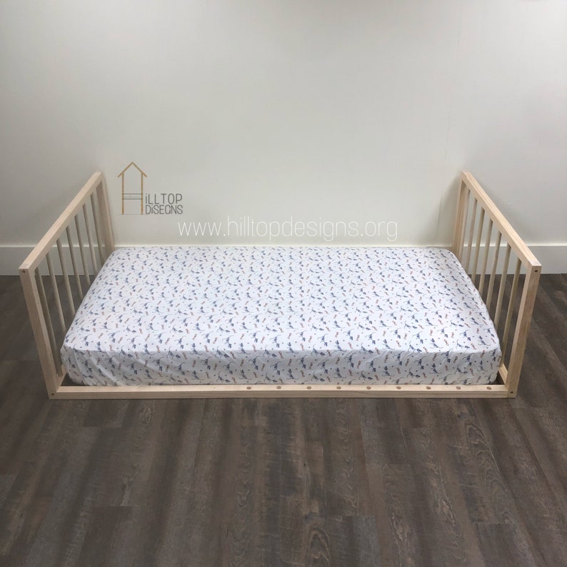 Montessori Floor Bed With Gate Pine Wood Poplar Wood Etsy