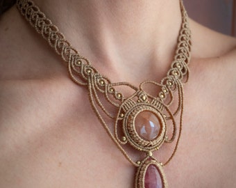 Collier combiné cornaline et rhodochrosite