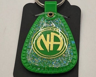 NA Narcotics Anonymous green 60 days GLITTER keytag! Key tag  Free NA goodie bag!