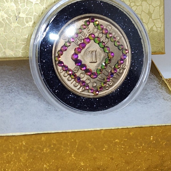Color CHANGING stone Narcotics Anonymous NA medallion. any year Rainbow recovery chip coin. Sponsor gift! Recovery token Free na goodie bag!