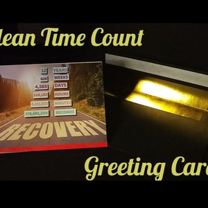 Custom Clean Time or Sober Date greeting card! Sobriety counter gift! Recovery cards. Great gift for a sponsor! Free extra recovery goodies!