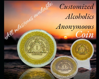1 Year AA Sobriety Chip – Extra Large 1.5 Inch Bronze Medallion With Serenity Prayer - View #7