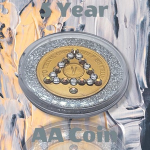 AA 5 Year Bronze Sobriety Medallion with Gems