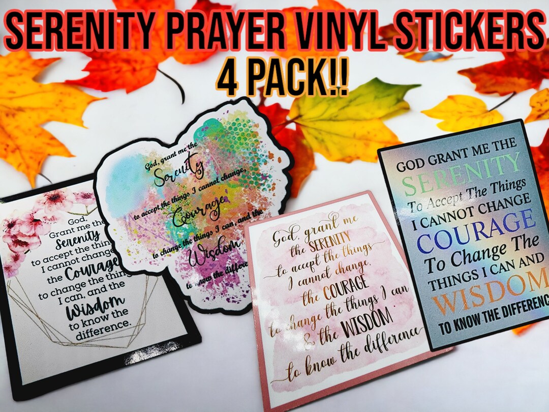Prayer Sticker Layout Multipack! Vinyl Serenity Prayer Stickers. 4 Pack Mix & Match! Recovery ...